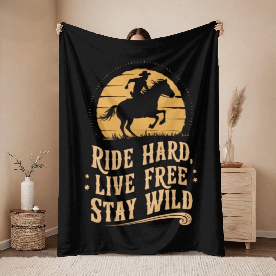 Cowboy Lifestyle Western Theme with Horses and Throw Blankets