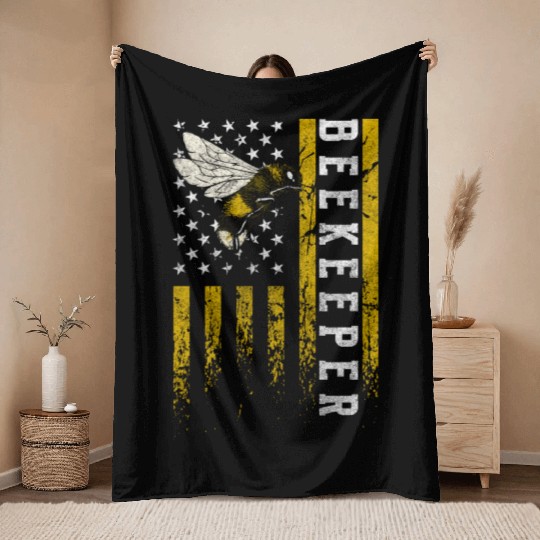 Beekeeper Nature Insects Throw Blankets