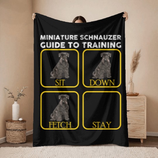 Miniature Schnauzer Training Premium Throw Blankets