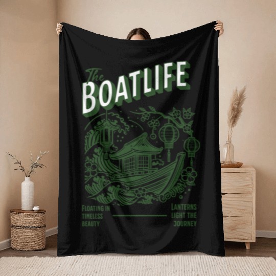 Sakura Serenity Boat Throw Blankets