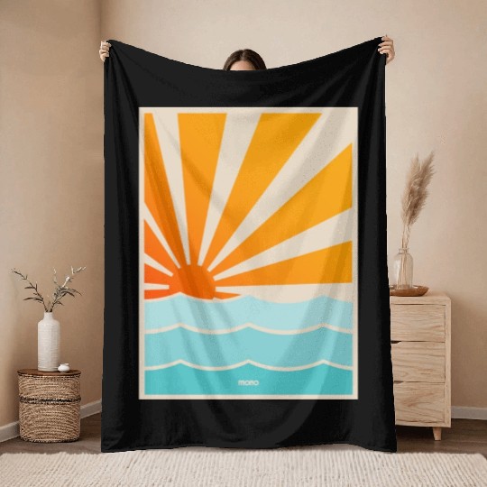 Mono Beach Club - Sunset & Ocean Throw Blankets