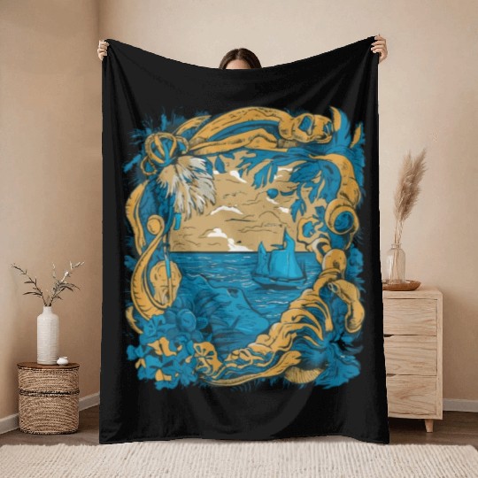 Sun Kissed Shores A Mediterranean Odyssey Throw Blankets