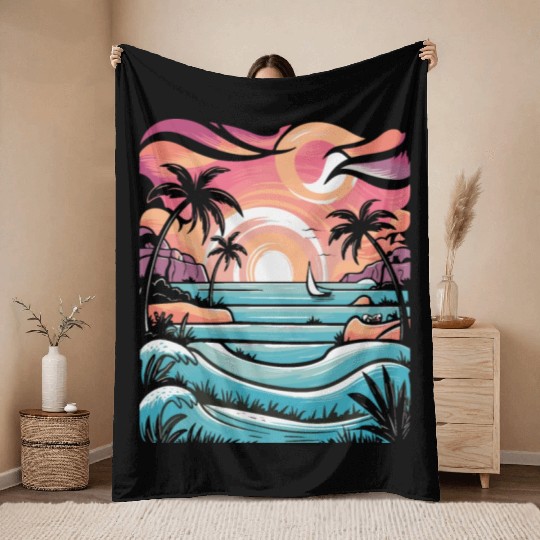 Azure Embrace Mediterranean Dreamscapes Throw Blankets