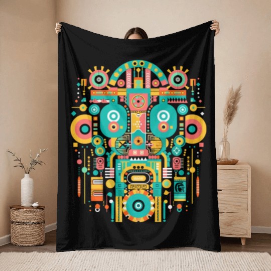 Maya God Mayan Mythology Itzamna Mask Art Throw Blankets