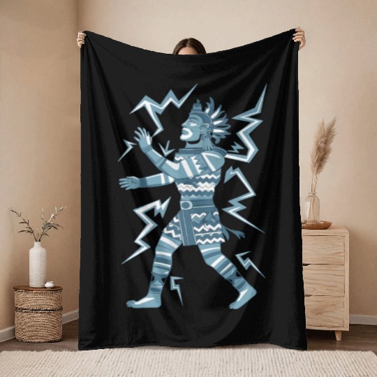 Maya God Mayan Mythology Kauil Lightning Warrior Throw Blankets