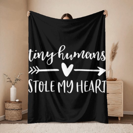 Womens Valentines Day Teacher Preschool Elementary Throw Blankets