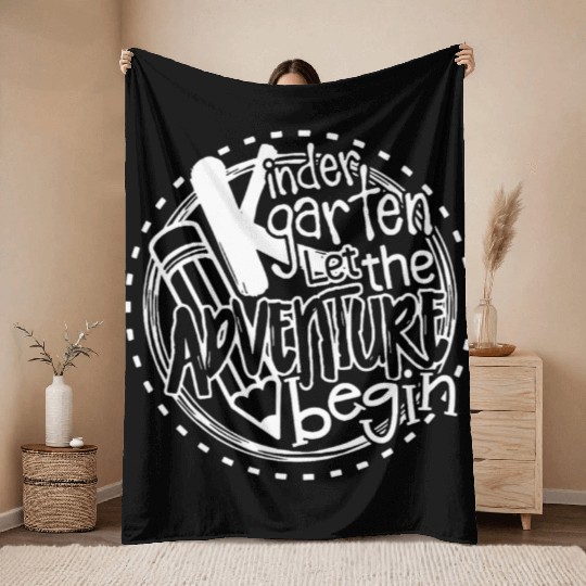 Let Kindergarten Adventure Begin Teacher Throw Blankets
