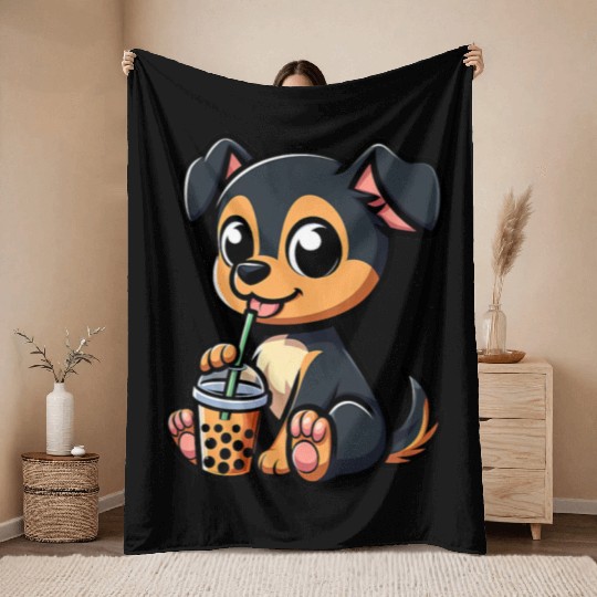 Miniature Pinscher Funny Premium Throw Blankets