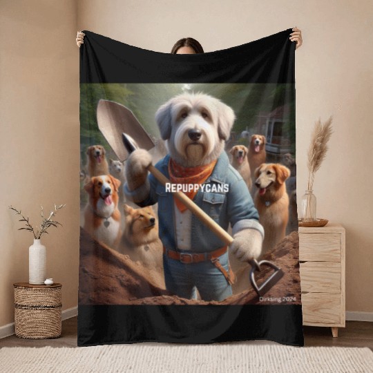 Funny and cute animal or pet Republican Throw Blankets