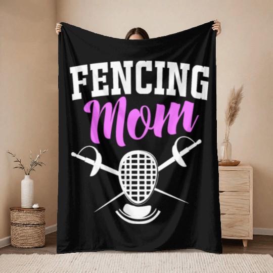 Sword Fighting Fencers Sabre Fencing Mom Throw Blankets