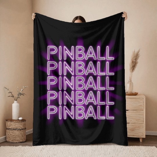 Pinball Purple Neon Throw Blankets