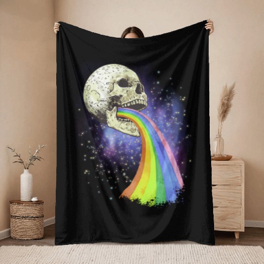 Goth Rock Satan Unicorn Festivals Death Metal Throw Blankets