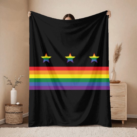 Washington DC Gay Pride Parade Rainbow Flag Throw Blankets