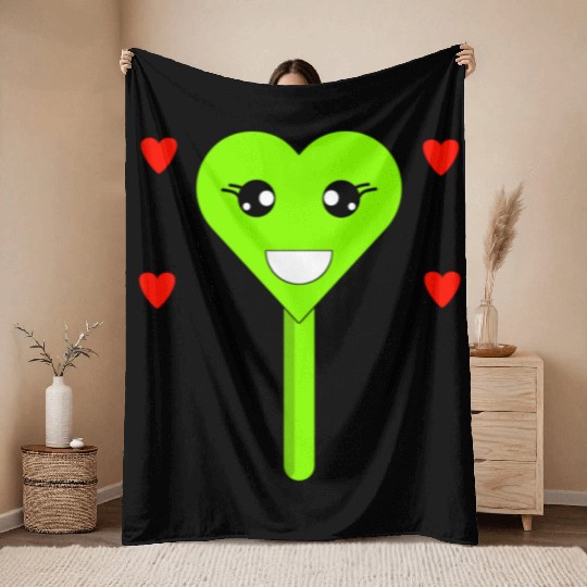 Cuttie Green Lollipop Throw Blankets