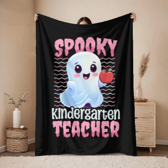 Kindergarten Teacher Spooky Kindergarten Teacher Throw Blankets