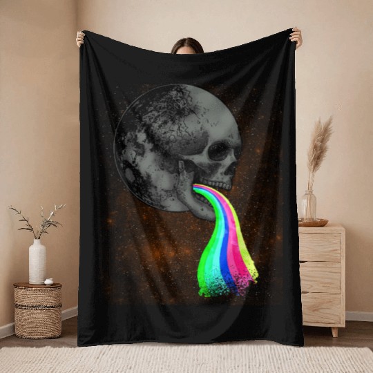 Goth Rock Satan Unicorn Festivals Death Metal Throw Blankets