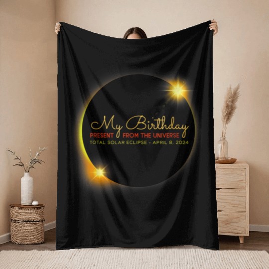 Solar Eclipse Birthday Present Universe Throw Blankets