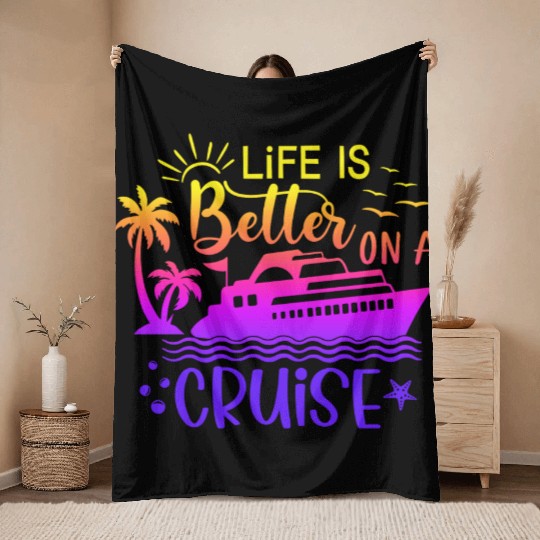 Escape every day life is belle on a cruise Throw Blankets