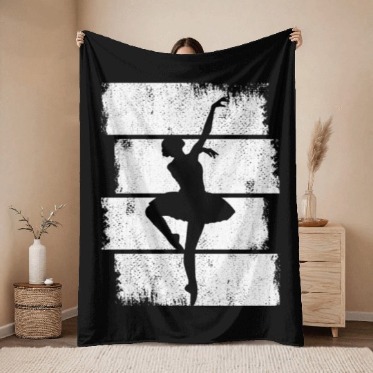 Female Ballet Dancer Drawing Throw Blankets
