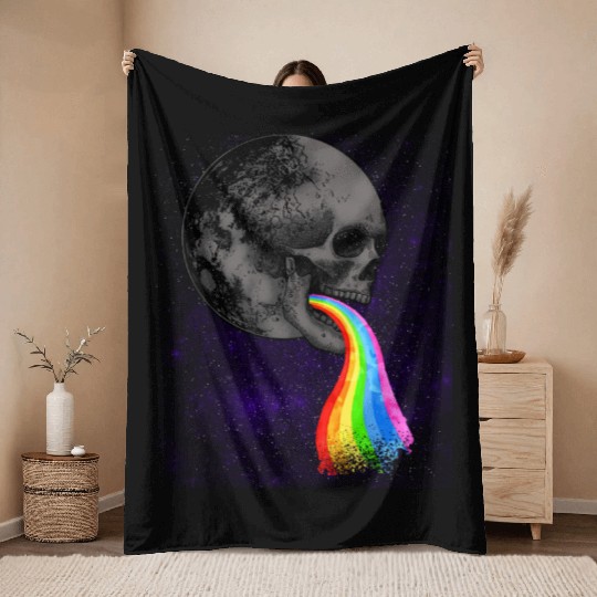 Goth Rock Satan Unicorn Festivals Death Metal Throw Blankets