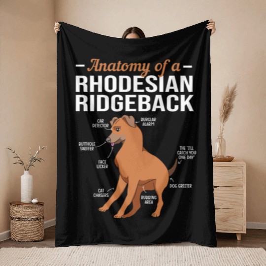 Dog Anatomy Of A Rhodesian Ridgeback Throw Blankets