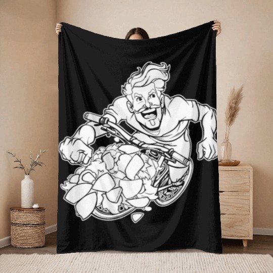 Cycling Cyclist Cool Throw Blankets