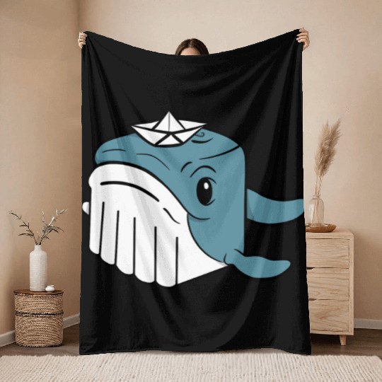 whale orca Throw Blankets