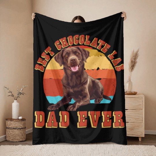 Brown Labrador BEST CHOCOLATE LAB DAD EVER Men Throw Blankets