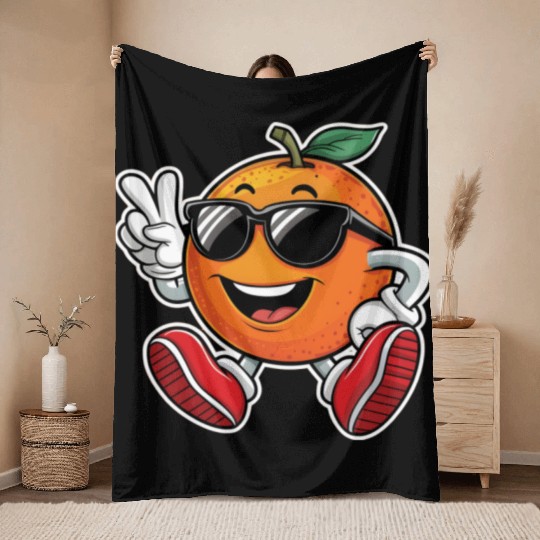 Funny Orange Fruit Relaxing Throw Blankets