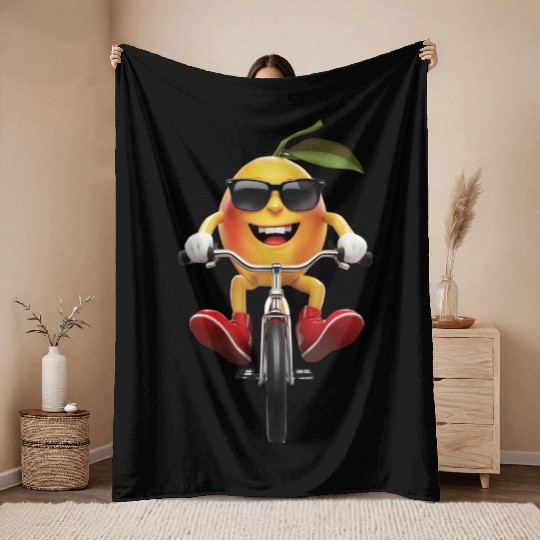 Mango Cycling On Bike Realistic Throw Blankets