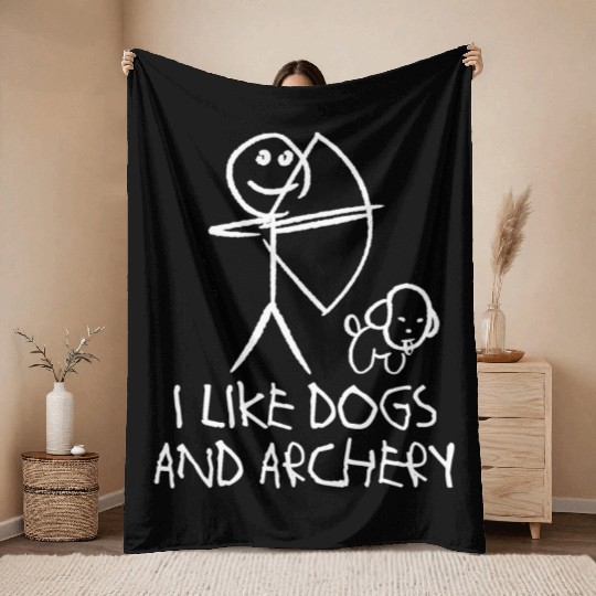 Archery Dog Long Bow Archer Compound Bow Throw Blankets