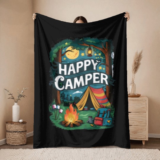 Happy Camper Delight Throw Blankets