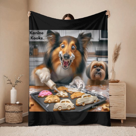 Cool and funny food dog Throw Blankets