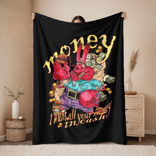 mr crabs wants all your money in cash Throw Blankets