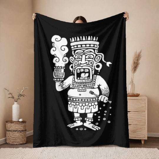 Maya God Mayan Mythology Buluc Chabtan Throw Blankets