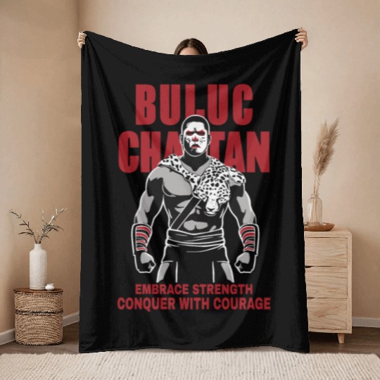 Maya God, Buluc Chabtan Embrace Strength Conquer Throw Blankets