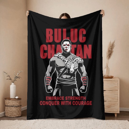 Maya God, Buluc Chabtan Embrace Strength Conquer Throw Blankets