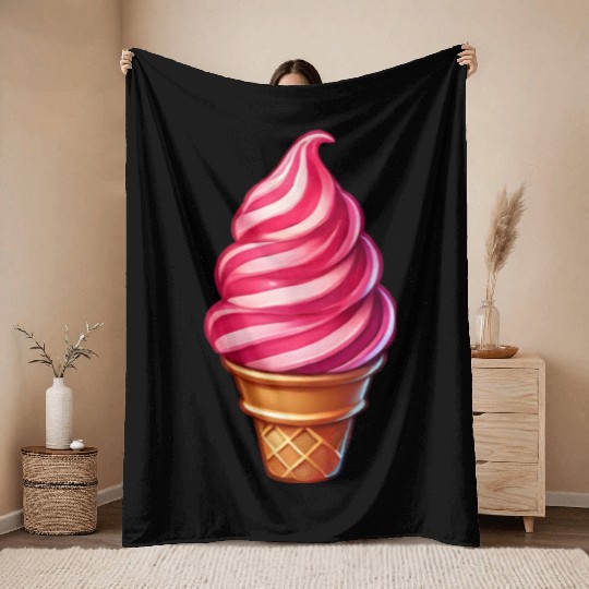 Candy cane ice cream motif in a sweet ice cream Throw Blankets