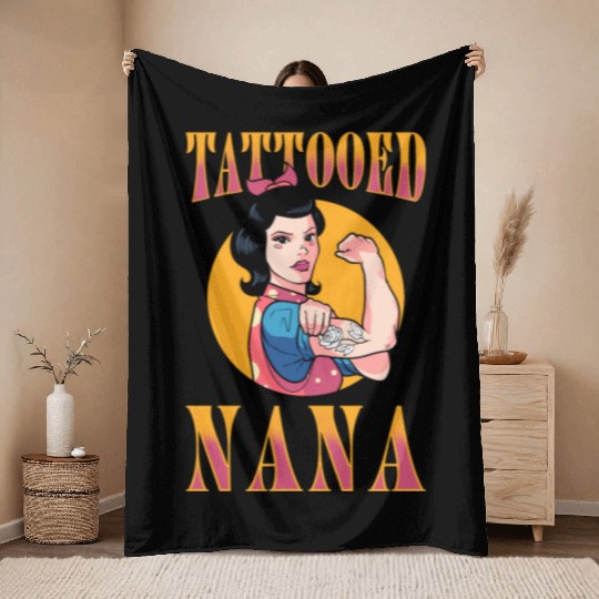 Tattooist Inked Tattoo Tattooed Nana Throw Blankets