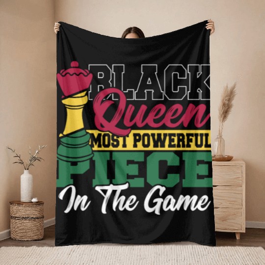 Black Queen Most Powerful Piece African American Throw Blankets