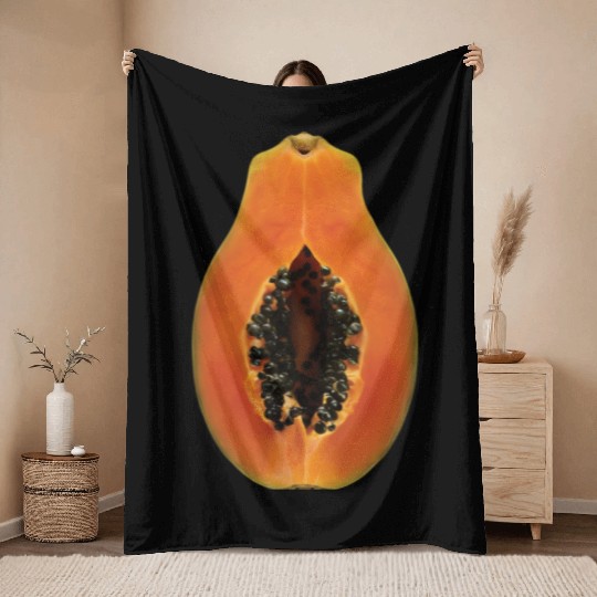 Papaya Realistic Throw Blankets