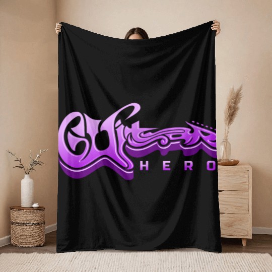 Guitar Hero - Typography Design Throw Blankets