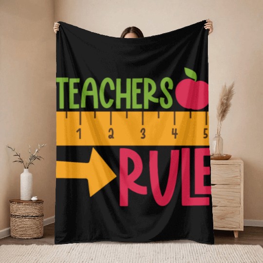 Teacher Rule No Rule Learning School Days Throw Blankets