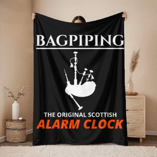 Bagpipe Player Instrument Scottish Scotland Music Throw Blankets