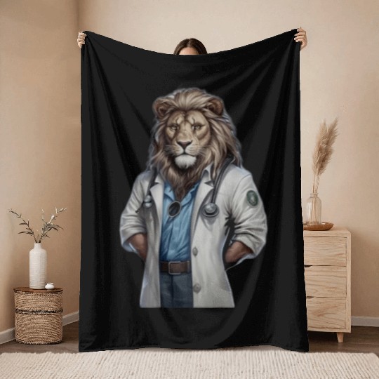 the lion doctor Throw Blankets