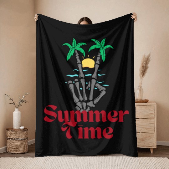 Tropical Summer Time Vibes Throw Blankets