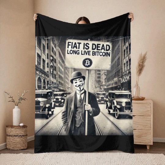 Fiat is dead long live Bitcoin Vintage Ad Throw Blankets