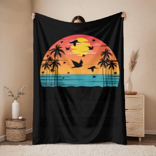 Beaches Booze Besties Throw Blankets