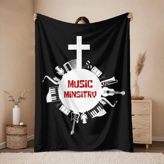 Music Ministry Christian Instruments Music Throw Blankets