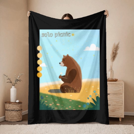 solo picnic for outdoor picnics Throw Blankets